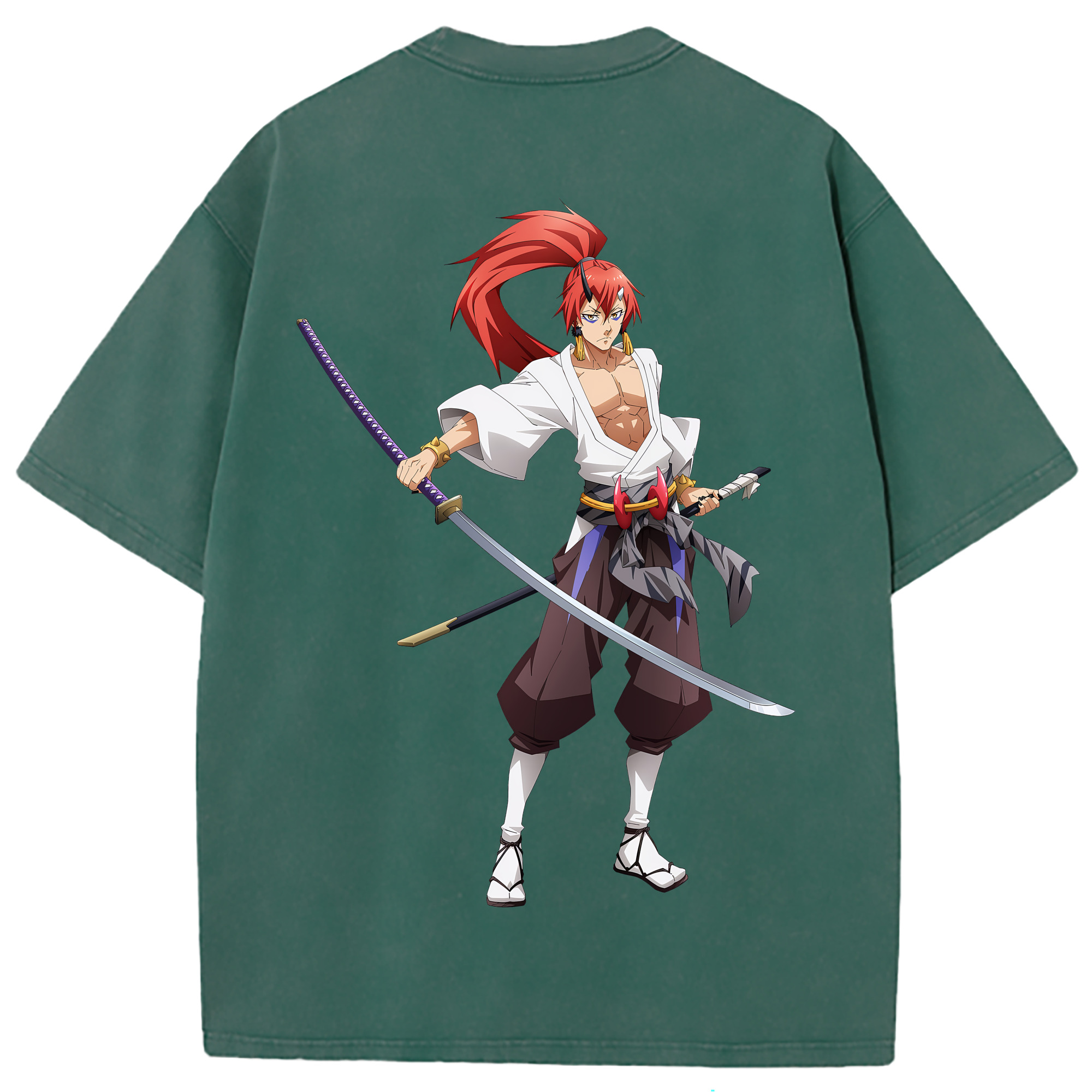 （画像用） 転スラ Regarding Reincarnated to Slime 綿100% ヴィンテージ風 半袖Tシャツ（背面プリント）